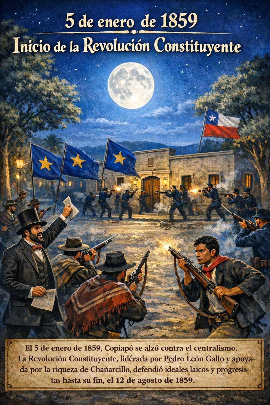5 de enero de 1859,  comienza la Revolución Constituyente, cuando Copiapó quiso que Chile fuera una Democracia.